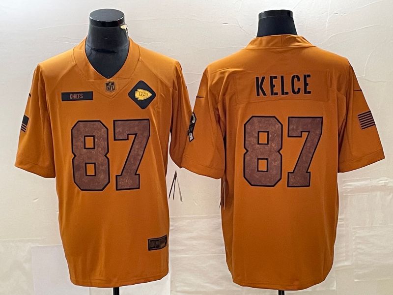Men Kansas City Chiefs #87 Kelce brown Nike 2023 Salute To Service Limited NFL Jersey